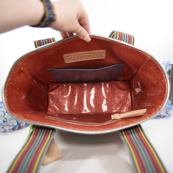 Consuela Michelle Patent and Natural Leather Embroidered Classic Tote Bag NWT - Picture 9 of 13